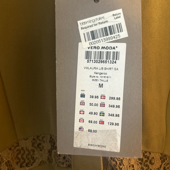 Vero Moda Blouse Sz M. in Mocha Color. NWT - Picture 5 of 6